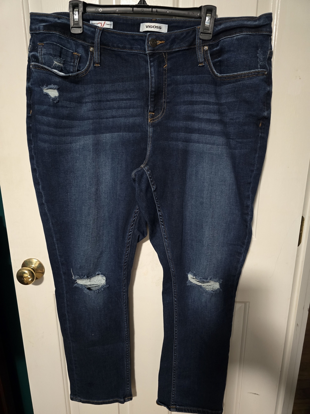 Vigoss Women's Dark Indigo Distressed Skinny Jeans